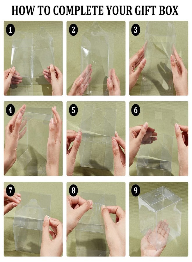 بينيكريت علب هدايا زفاف شفافة من بينيكريت، 20 قطعة، مربعة الشكل، مصنوعة من مادة PVC شفافة، مقاس 4.5 × 4.5 × 4.5 بوصة، لتغليف هدايا الحلوى والشوكولاتة والمناسبات الاحتفالية - Image 4